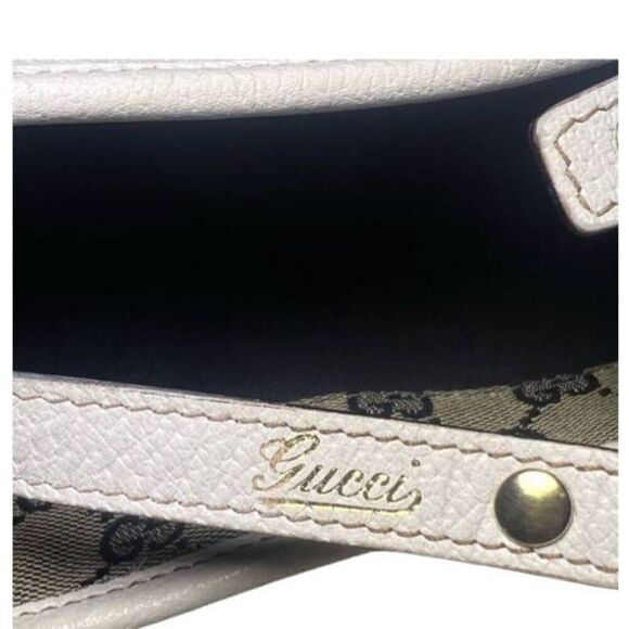 Gucci Women's Abbey D Ring Handbag Canvas Leather Shoulder Bag White - Picture 9 of 12